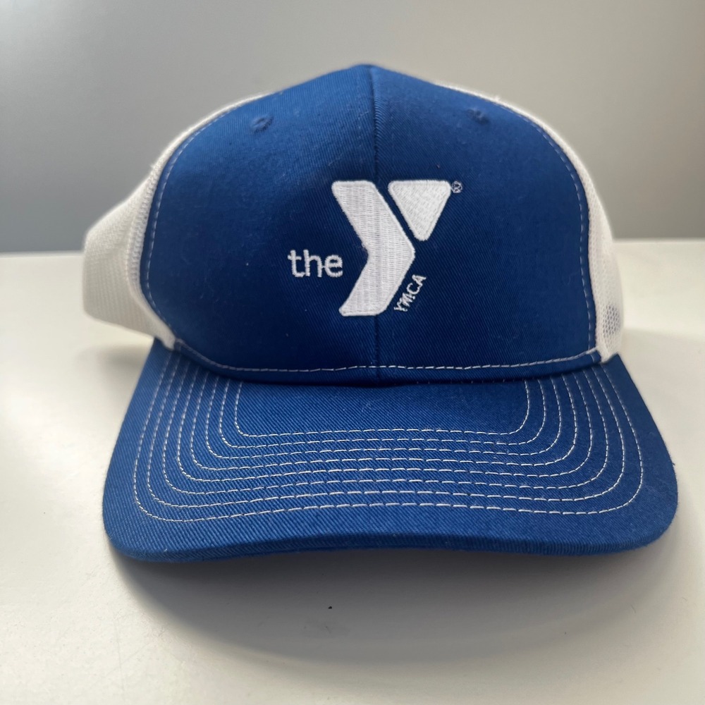 Port Authority YMCA Trucker Hat Blue White Mesh Snapback Cap 194